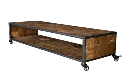 Table basse rectangulaire à roulettes teck recyclé SWING