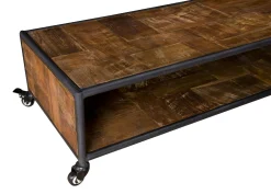 Table basse rectangulaire à roulettes teck recyclé SWING