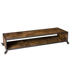 Table basse rectangulaire à roulettes teck recyclé SWING