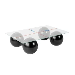 Table basse rectangulaire verre fumé 4 pieds boule KOCHI