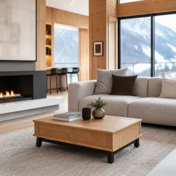 Table basse relevable en chêne clair ALPINE