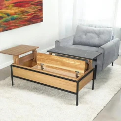 Table basse relevable style design en bois de chêne finition miel ESSEN
