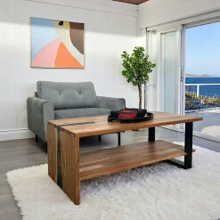 Table basse rivière epoxy noir et bois d'acacia BORA