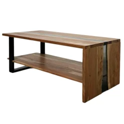 Table basse rivière epoxy noir et bois d'acacia BORA