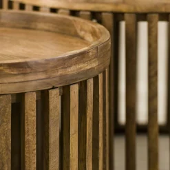 Table basse ronde ajourée en manguier (lot de 2) DELHI