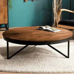 Table basse ronde bois de teck recyclé XL SWING