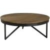 Table basse ronde bois de teck recyclé métal noir grand modèle SWING