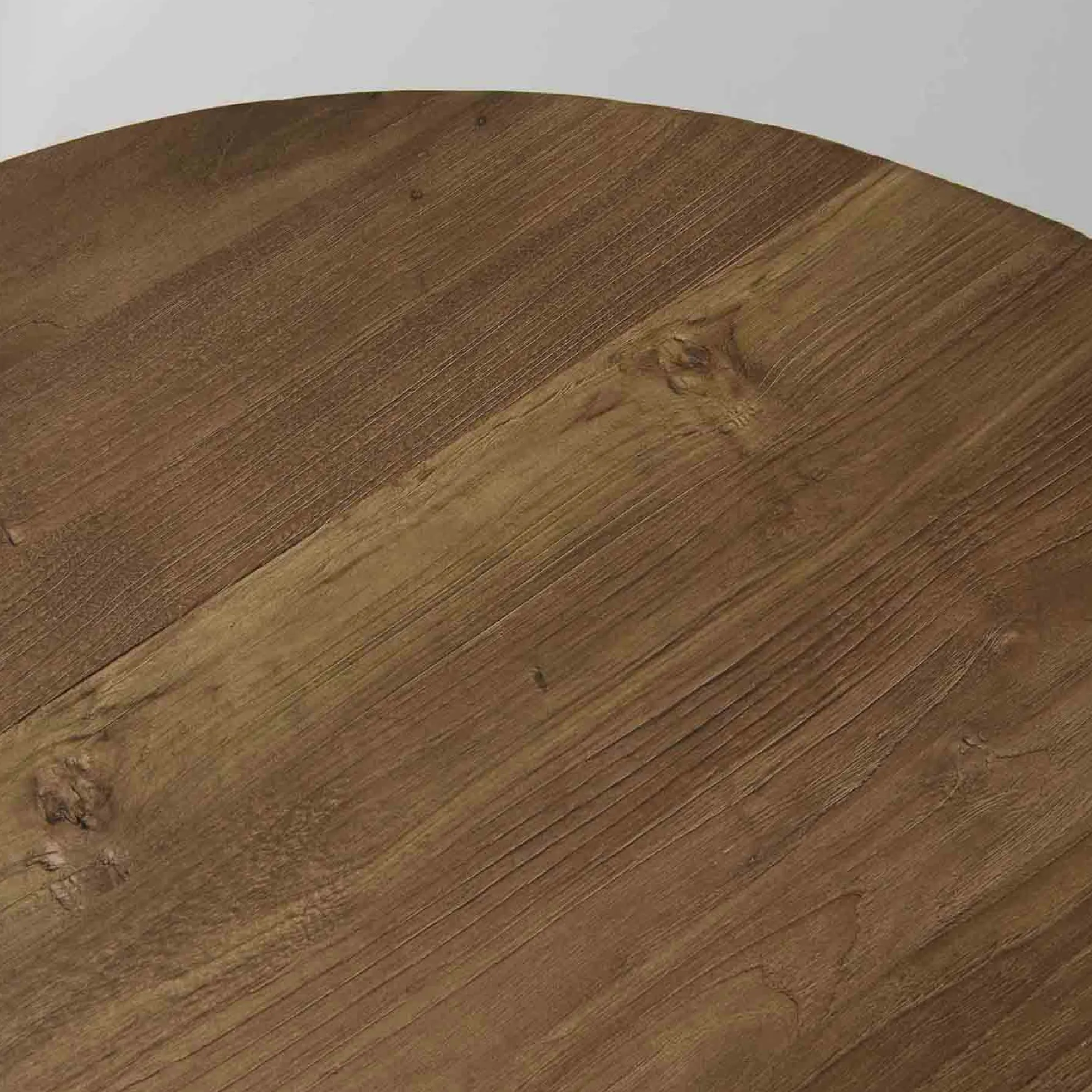 Table basse ronde bois de teck recyclé métal noir grand modèle SWING