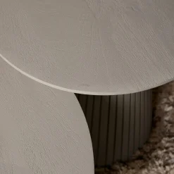 Table basse ronde bois gris à pied rainuré CALERO