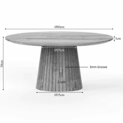 Table basse ronde bois gris à pied rainuré CALERO