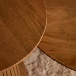 Table basse ronde bois à pied rainuré CALERO