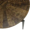 Table basse ronde bois recyclé motif éventail 80 cm KORKAI