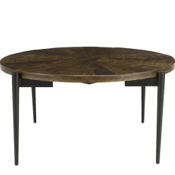 Table basse ronde bois recyclé motif éventail 80 cm KORKAI