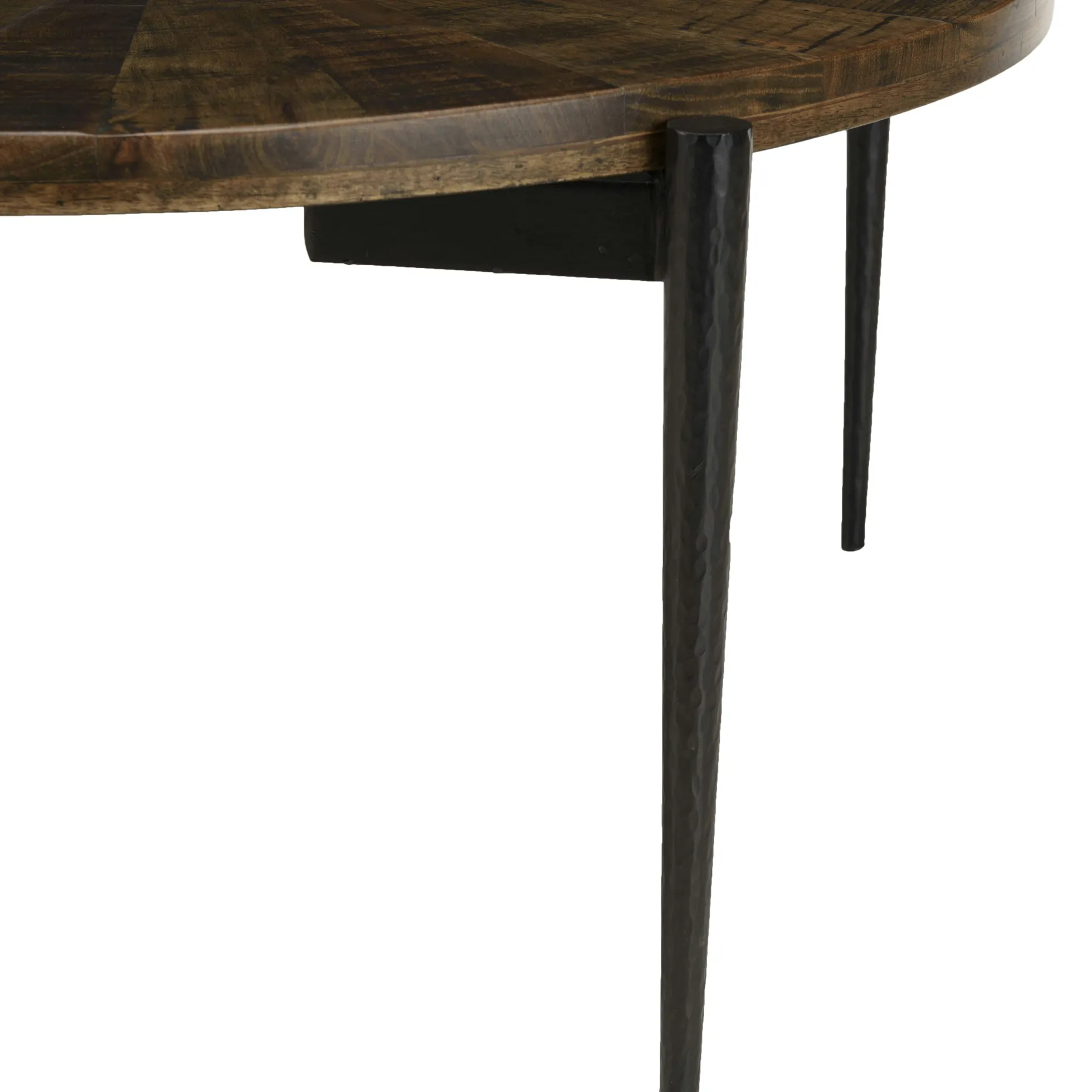 Table basse ronde bois recyclé motif éventail 80 cm KORKAI