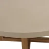 Table basse ronde béton beige pieds bois croisés DIKA