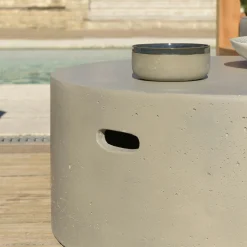 Table basse ronde 79 cm en béton gris brut HERCULE
