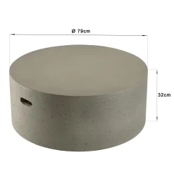 Table basse ronde 79 cm en béton gris brut HERCULE