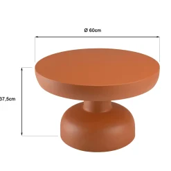 Table basse ronde 60cm en fer couleur marron mat ELORA