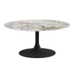 Table basse ronde céramique effet marbre blanc LOMBARDIE