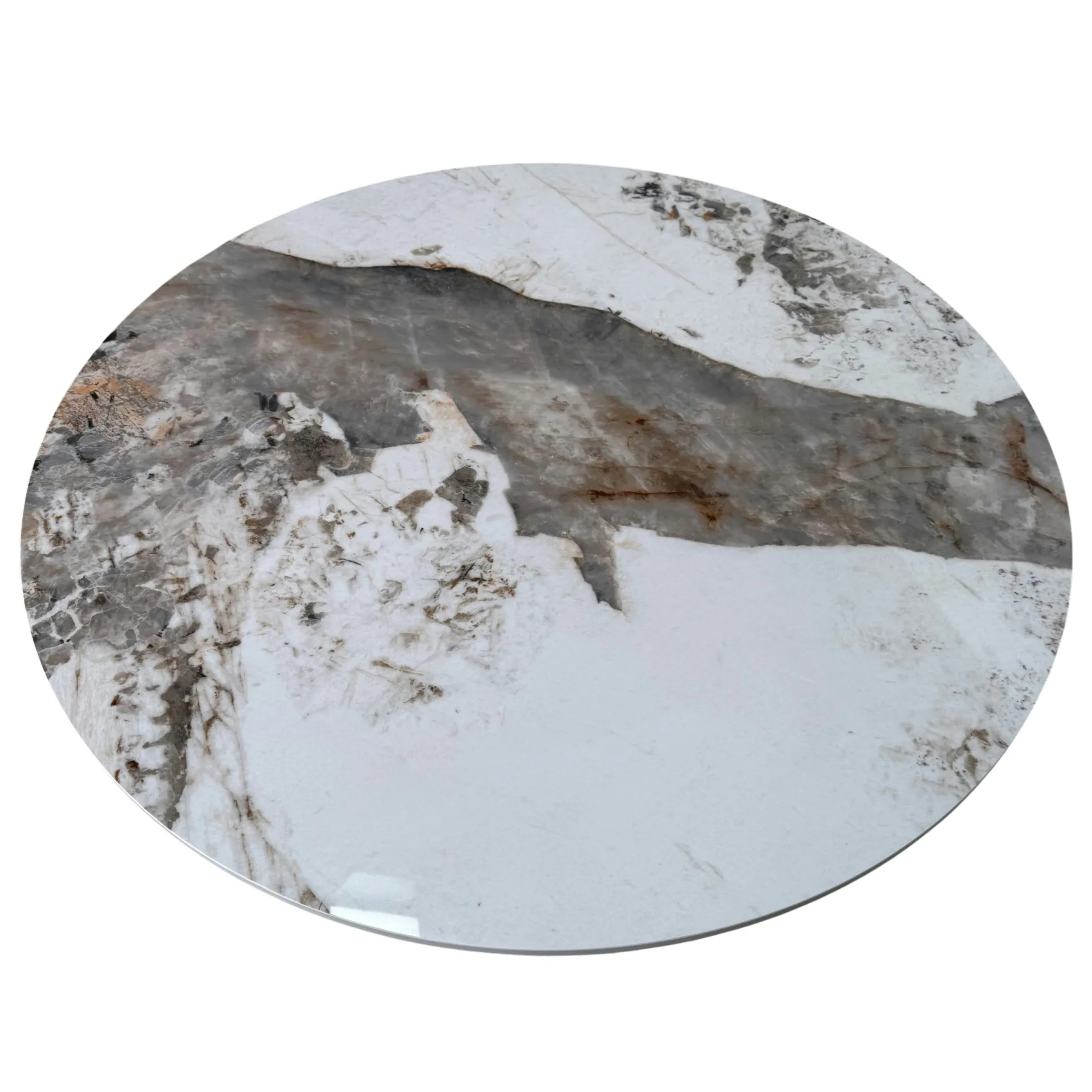 Table basse ronde céramique marbrée, pied tulipe LIGURIE
