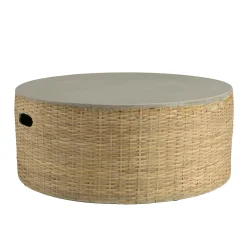 Table basse ronde de jardin bambou et béton 80 cm HERCULE
