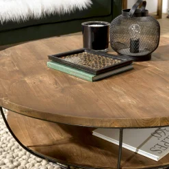 Table basse ronde double plateau métal noir D 120 cm SWING