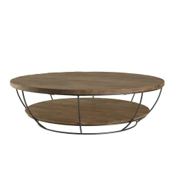 Table basse ronde double plateau métal noir D 120 cm SWING
