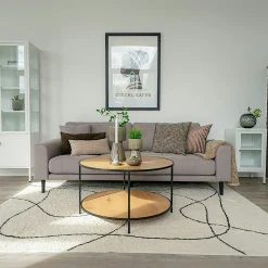 Table basse ronde double plateau effet bois clair VARDE
