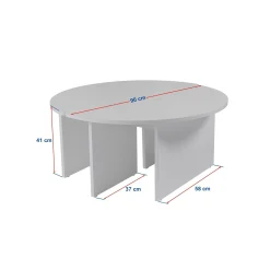 Table basse ronde effet bois de noyer - design puzzle MARFA