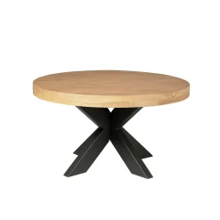 Table basse ronde en bois clair à pied croisé RIVANO