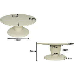 Table basse ronde en bois sable à pied central ALMA