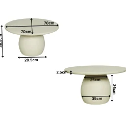 Table basse ronde en bois sable pied boule ALMA