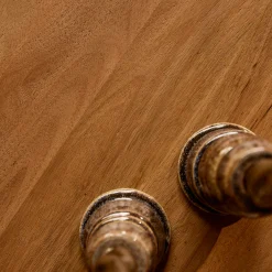 Table basse ronde en bois 2 tiroirs rainurés CORTINA