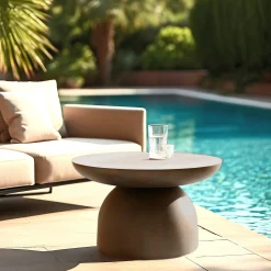 Table basse ronde en béton marron D70cm CALVI