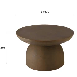 Table basse ronde en béton marron D70cm CALVI