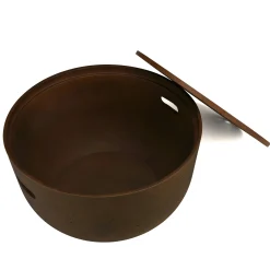 Table basse ronde en béton marron D58cm CALVI