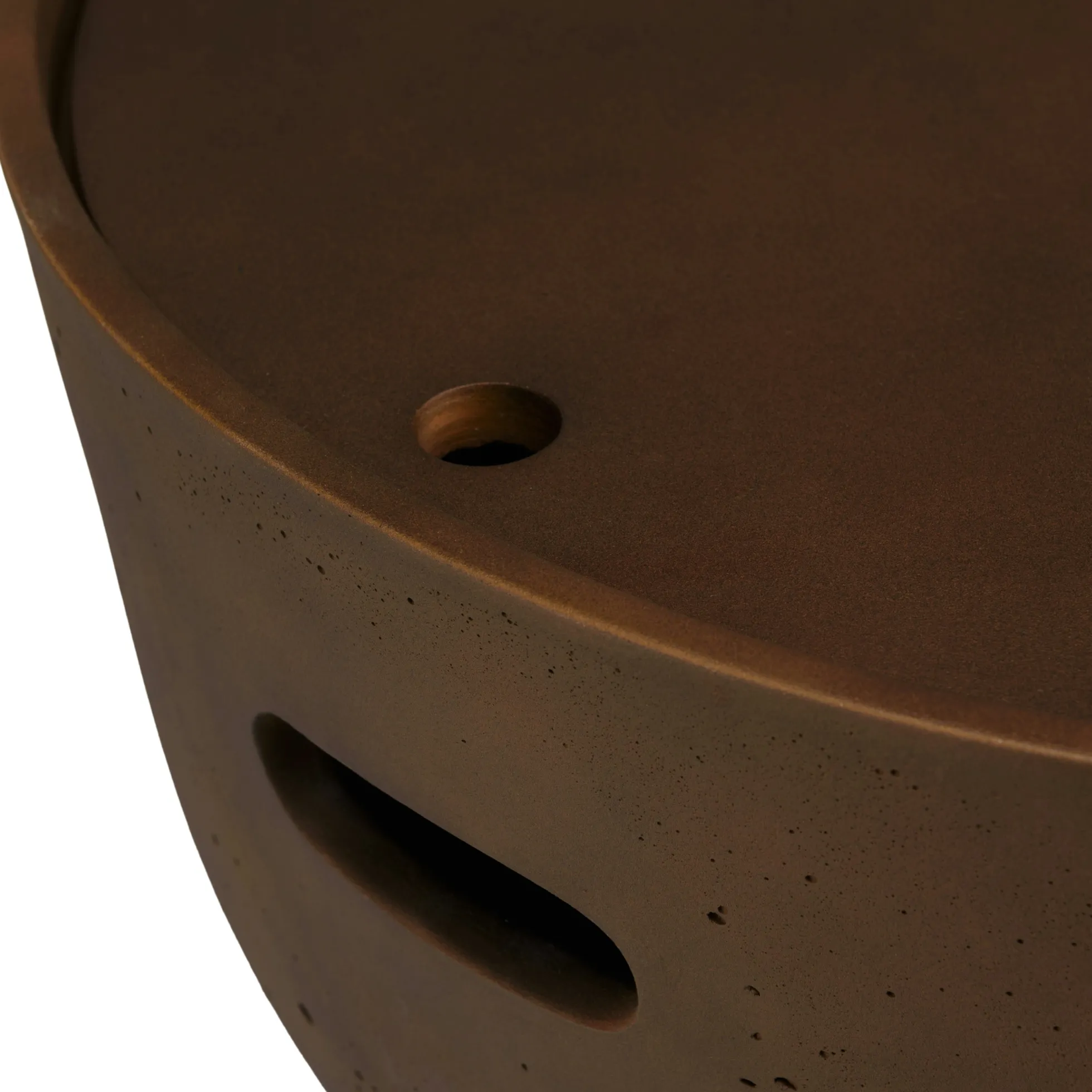 Table basse ronde en béton marron D58cm CALVI