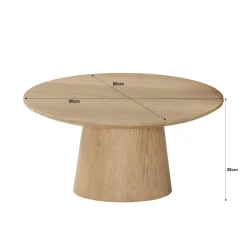 Table basse ronde en chêne clair LOREN
