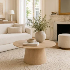 Table basse ronde en chêne clair LOREN