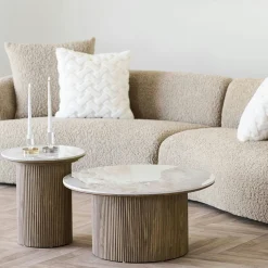 Table basse ronde en céramique effet marbre Ø80 cm PRATO