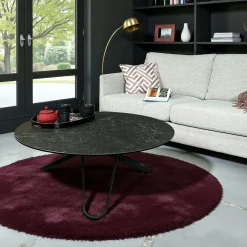 Table basse ronde en céramique marbrée anthracite LOMBARDIE