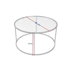 Table basse ronde en verre – cadre doré ⌀80 cm TULUM