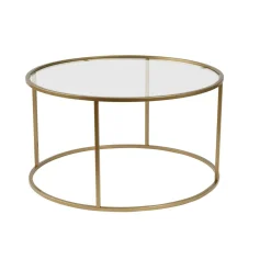 Table basse ronde en verre – cadre doré ⌀80 cm TULUM