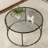 Table basse ronde en verre – cadre noir ⌀80 cm TULUM