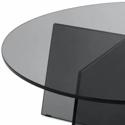 Table basse ronde en verre fumé noir VETRO