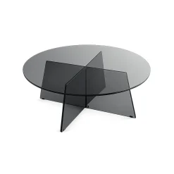 Table basse ronde en verre fumé noir VETRO