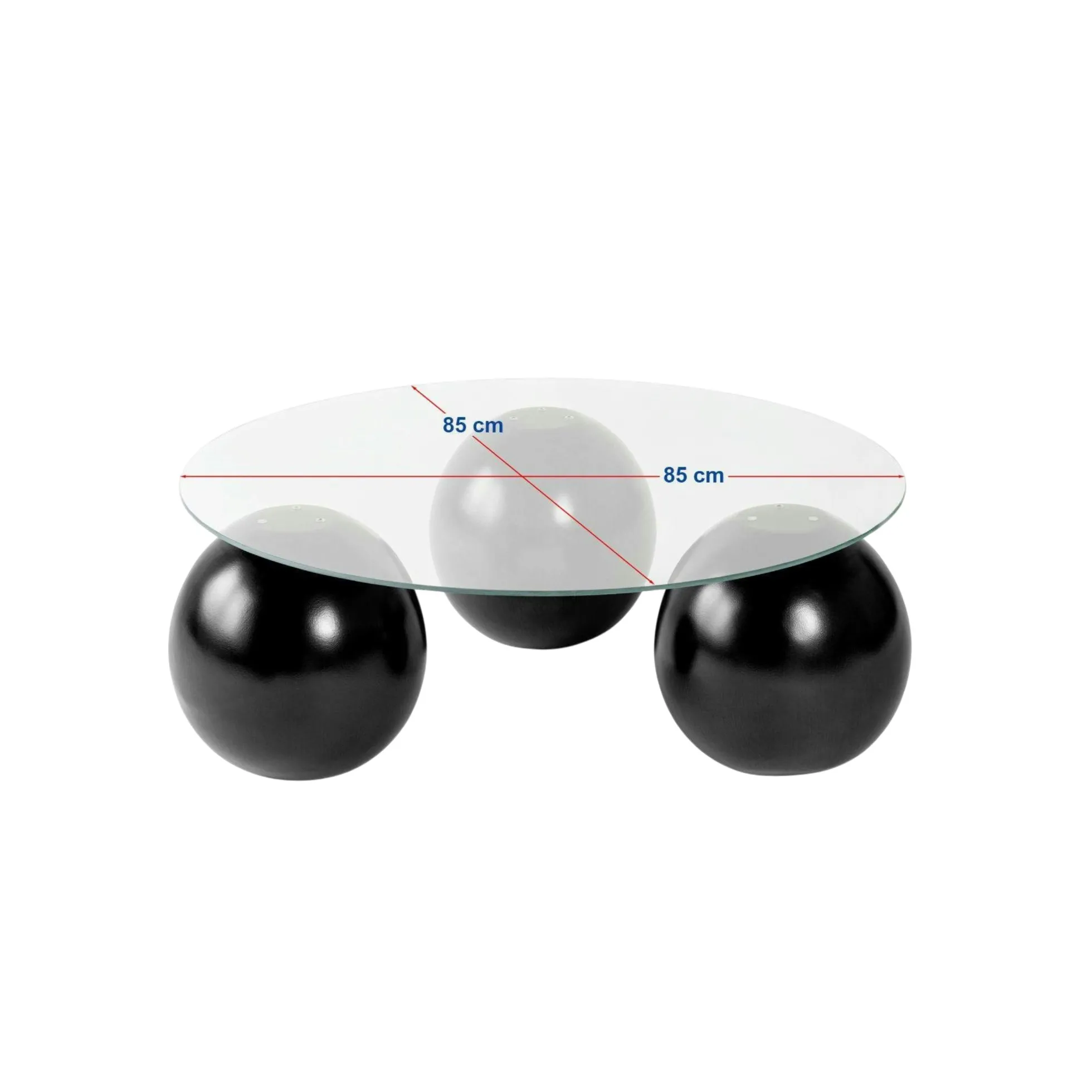Table basse ronde en verre 3 pieds boule KOCHI