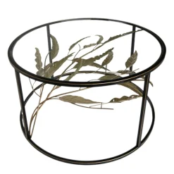 Table basse ronde feuillage doré HIMALAYA