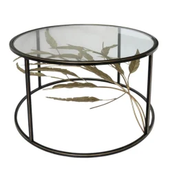 Table basse ronde feuillage doré HIMALAYA
