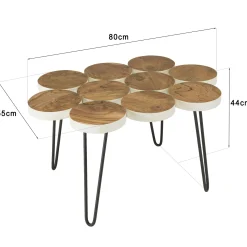 Table basse rondelles en teck recyclé 80 cm